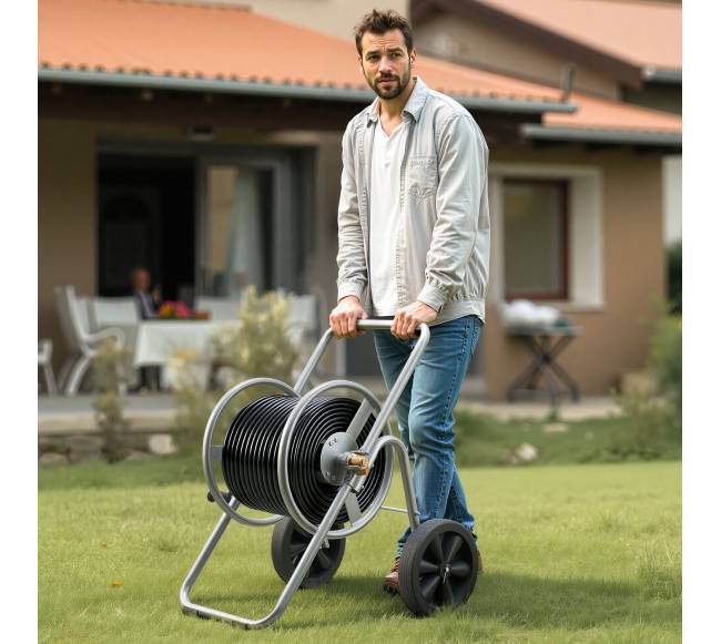 Sodo žarnos vežimėlis su ritėmis, spaudimui atsparus7