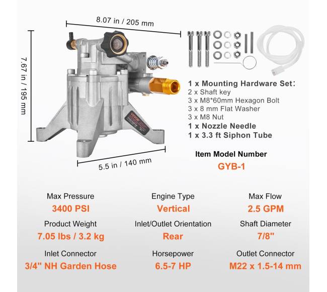 Aukšto slėgio plovimo pompa, 22 mm velenas6