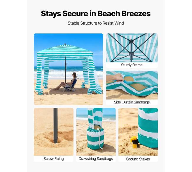 Paplūdimio tentas su sienele, 183 x 183 cm2