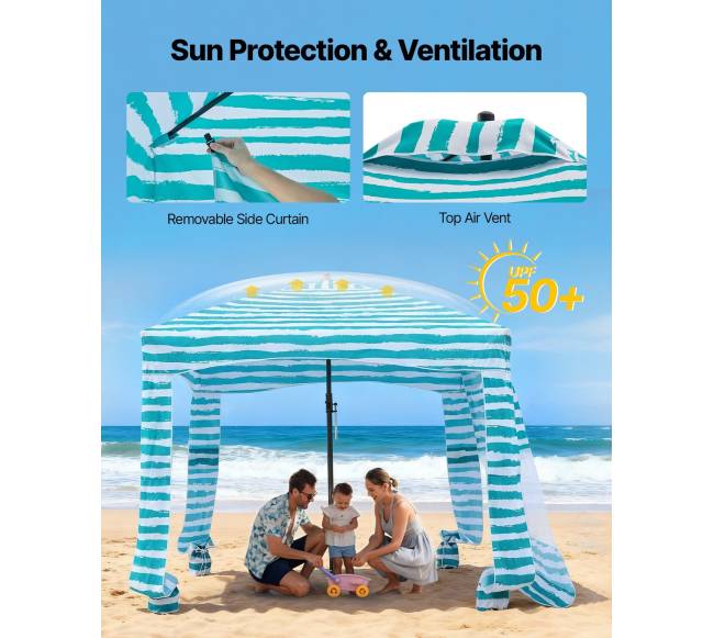 Paplūdimio tentas su sienele, 183 x 183 cm3