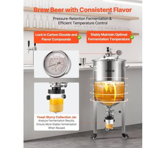 Nerūdijančio plieno kūginis fermentatorius, 60 l1