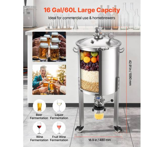 Nerūdijančio plieno kūginis fermentatorius, 60 l4