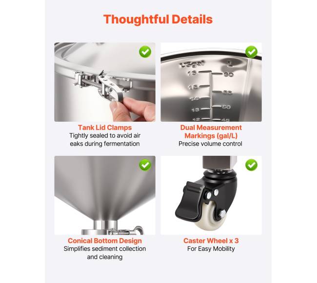 Nerūdijančio plieno kūginis fermentatorius, 60 l5