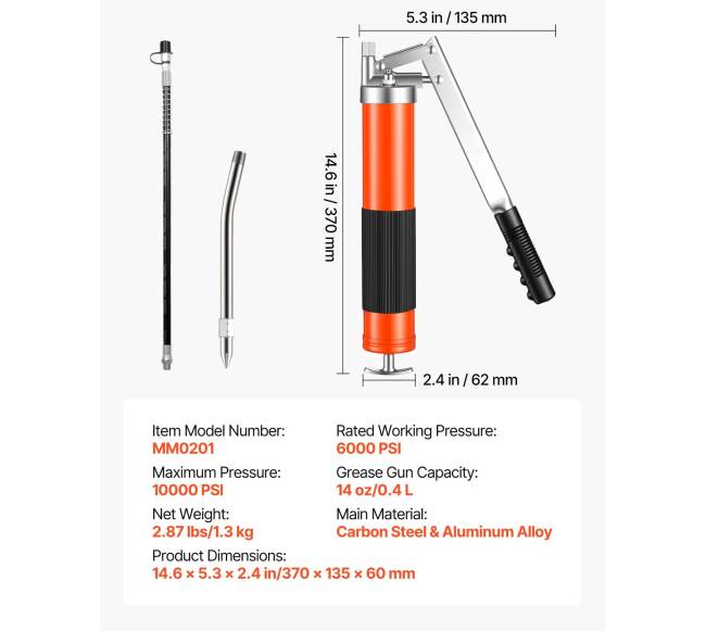 Automobilių tepalo švirkštas 10000 PSI 0,4 L6