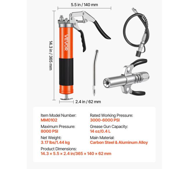 Tepalo švirkštas, 8000 PSI, 0,4 L6