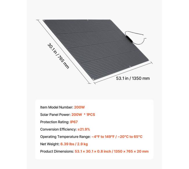 Lanksti monokristalinė saulės baterija 200W6
