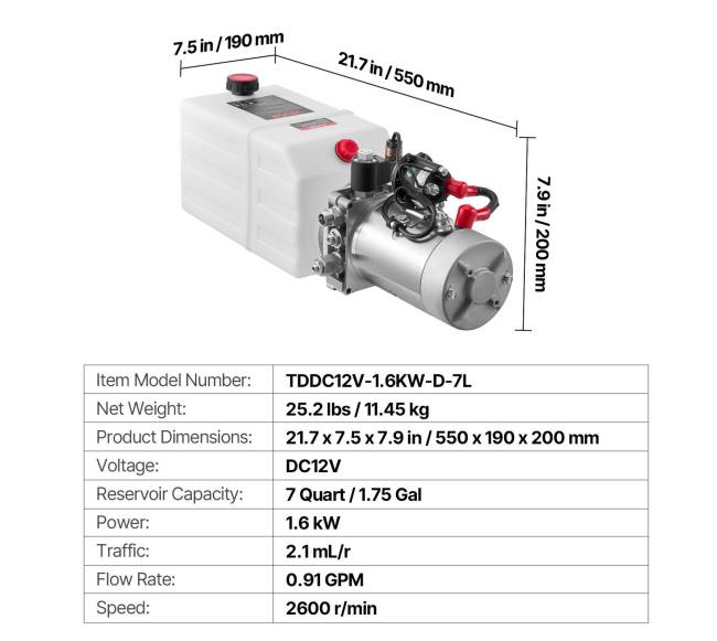 Hidraulinis siurblys, vieno veikimo, 7 l6