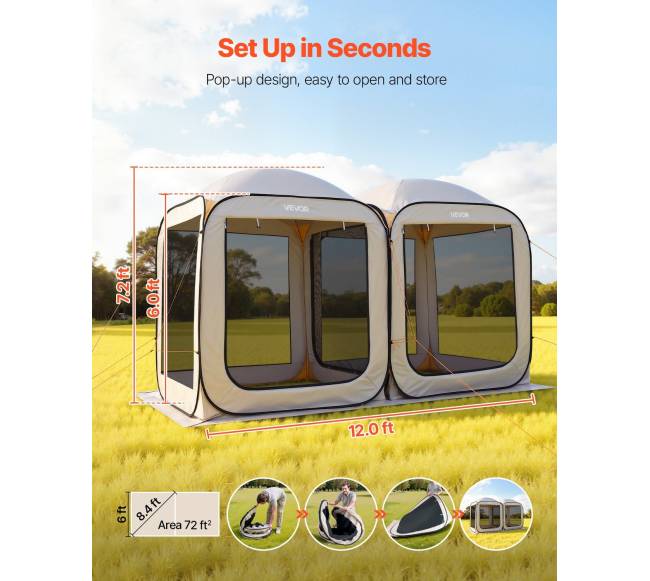 Skėtis palapinė su tinkliuku, smėlinė1