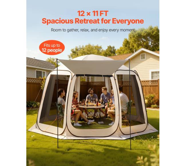 Didelis lauko palapinės stogelis su tinklu2