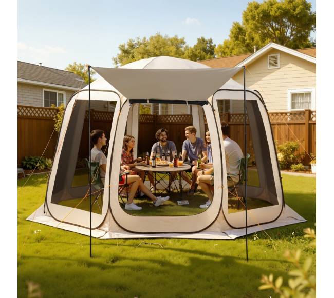 Didelis lauko palapinės stogelis su tinklu7