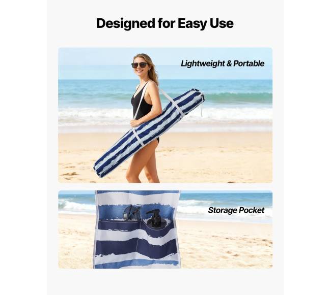 Paplūdimio kabana su šonine sienele 1.83 x 1.83 m5