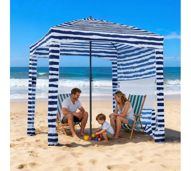 Paplūdimio kabana su šonine sienele 1.83 x 1.83 m7