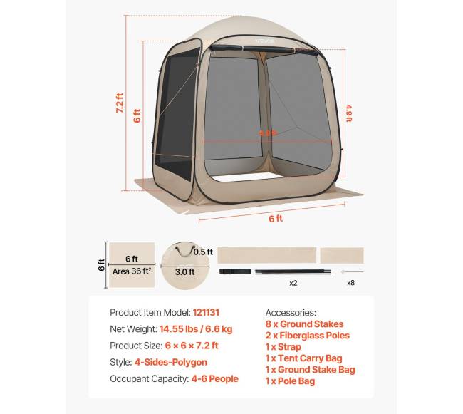 surenkama palapinė kiemui ir sodui 4-6 žmonėms6