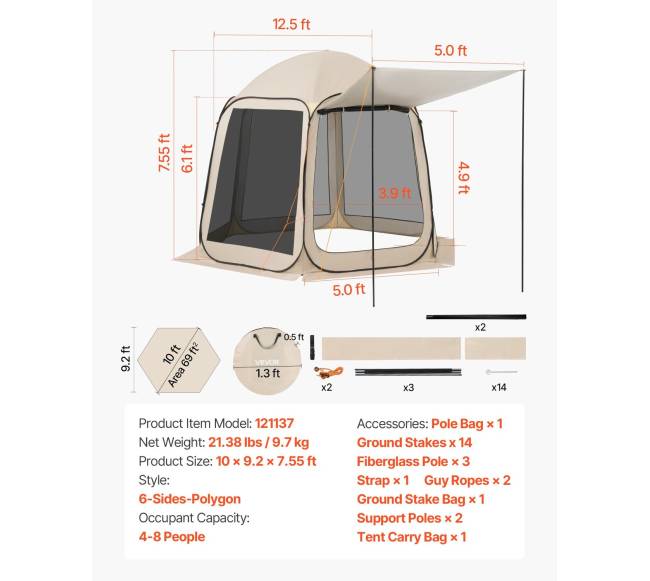 Kiemui pritaikyta pavėsinė su tinkleliu5