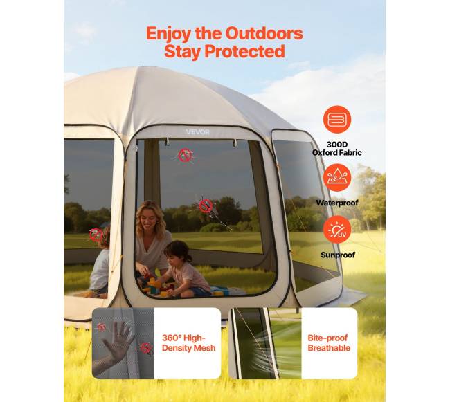 Didelė palapinė su tinklu, 12-15 žmonių5