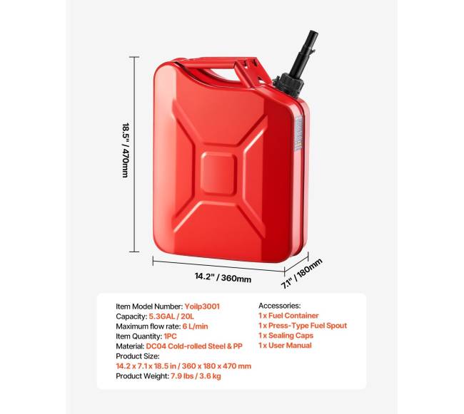 Metalinė kuro talpa, 20 L6