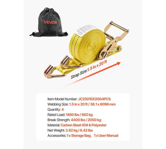 Tvirtinimo diržai su ratchetu, 4 vnt.6