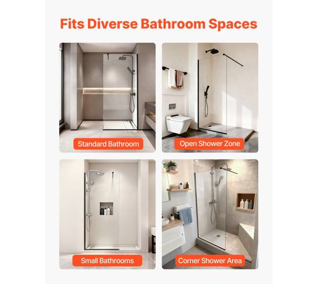 Stiklinė dušo sienelė 864 x 1870 mm juoda5