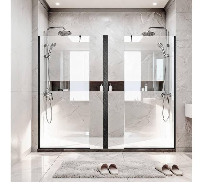 Stiklinė dušo sienelė 864 x 1870 mm juoda7