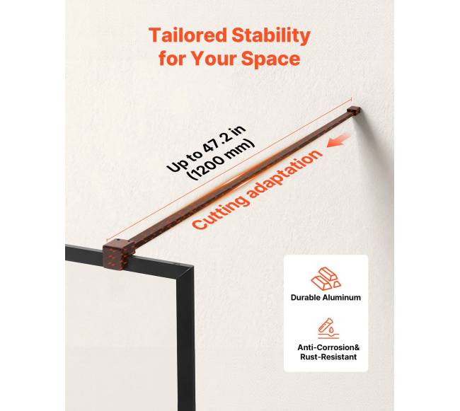 grūdinto stiklo dušo panelis, 864 x 1870 mm1