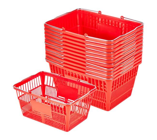 Krepšiai pirkiniams, 12 vnt, 21L, raudoni0