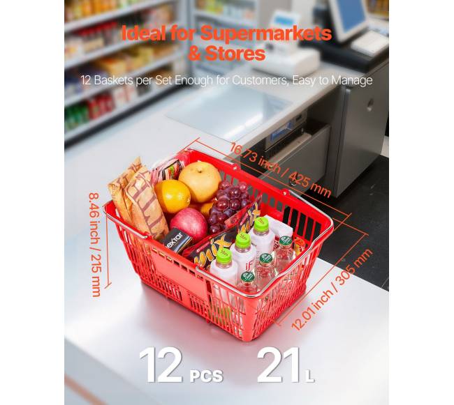 Krepšiai pirkiniams, 12 vnt, 21L, raudoni2