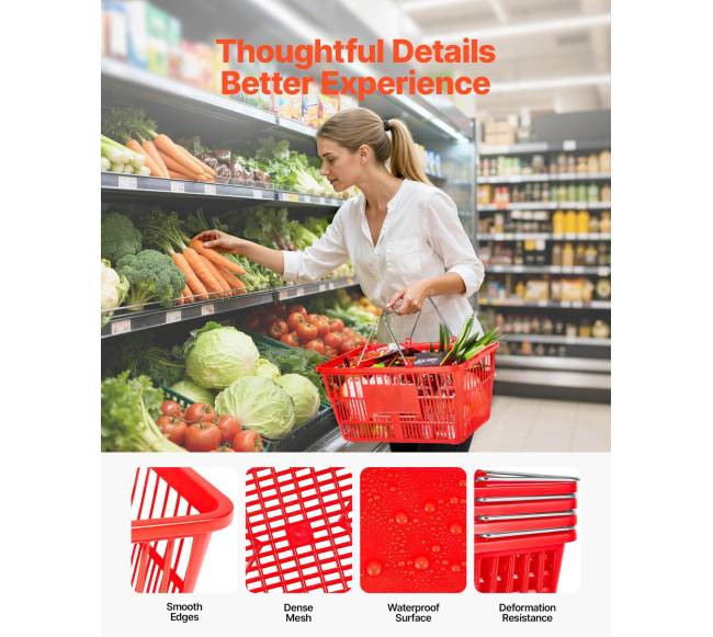 Krepšiai pirkiniams, 12 vnt, 21L, raudoni4