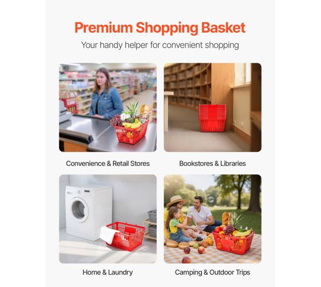 Krepšiai pirkiniams, 12 vnt, 21L, raudoni5