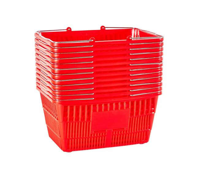 Krepšiai pirkiniams, 12 vnt, 21L, raudoni9