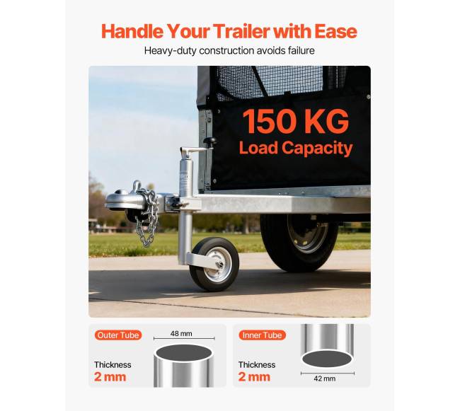 Priekabos domkratas su ratu, 150 kg apkrova1