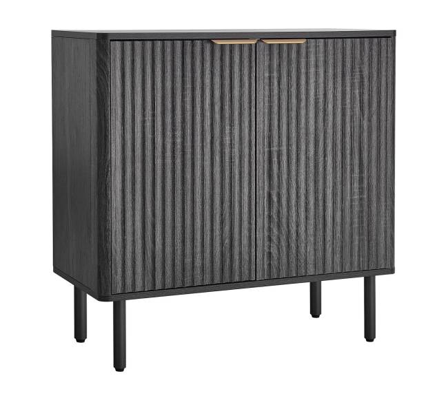 Juodas kavos baro staliukas su dvejomis lentynomis0