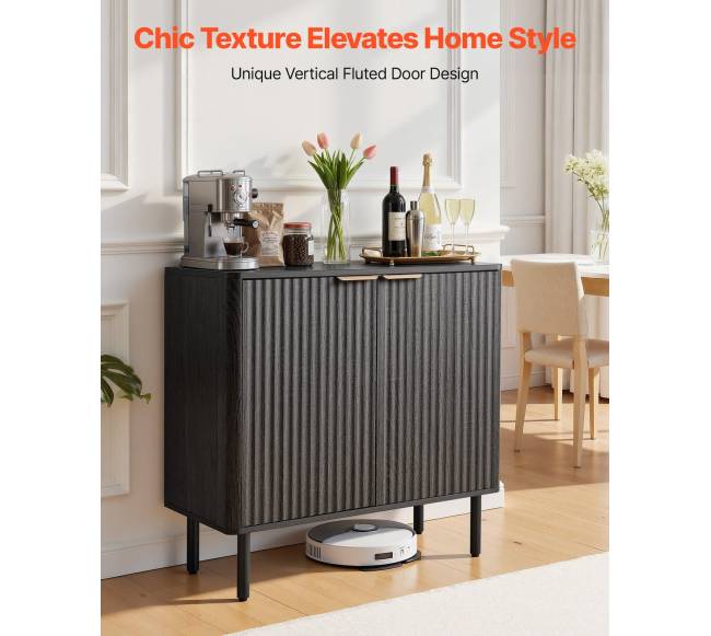 Juodas kavos baro staliukas su dvejomis lentynomis1