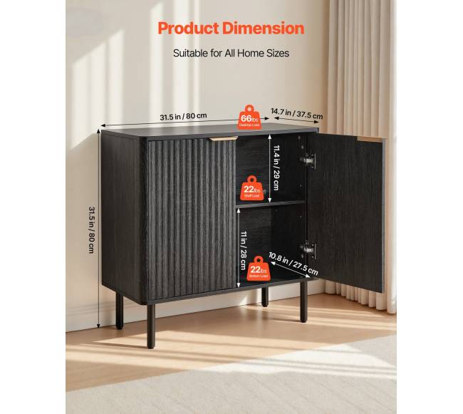 Juodas kavos baro staliukas su dvejomis lentynomis2