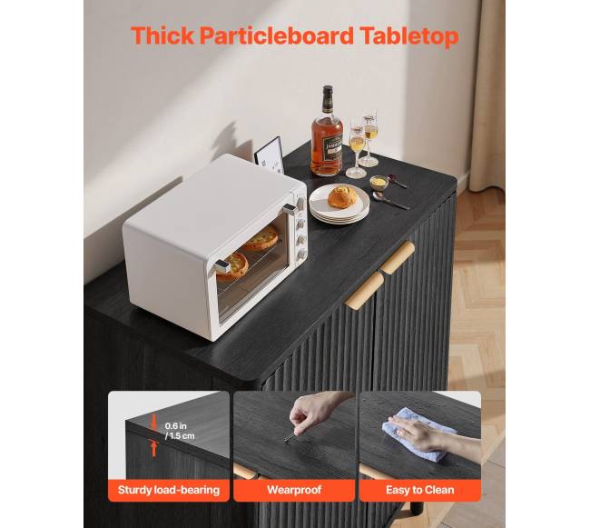 Juodas kavos baro staliukas su dvejomis lentynomis4