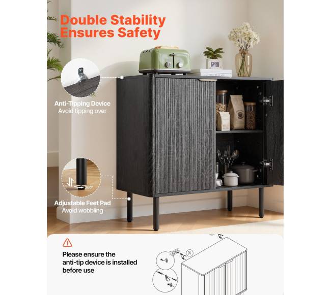 Juodas kavos baro staliukas su dvejomis lentynomis5