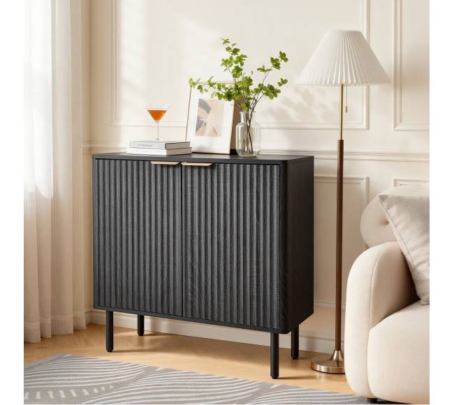 Juodas kavos baro staliukas su dvejomis lentynomis7