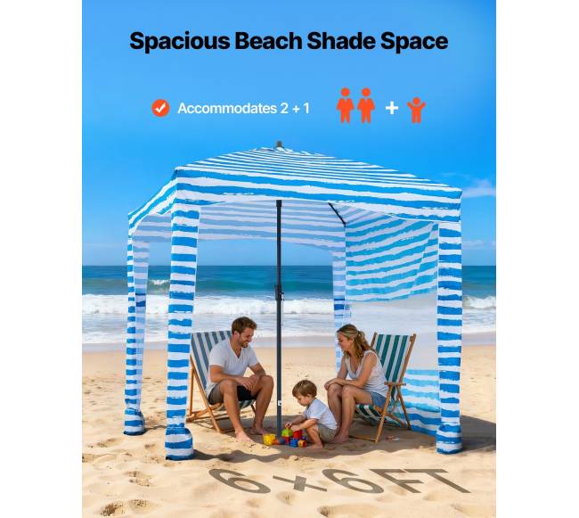 Paplūdimio pavėsinė su sienele, 183 x 183 cm1