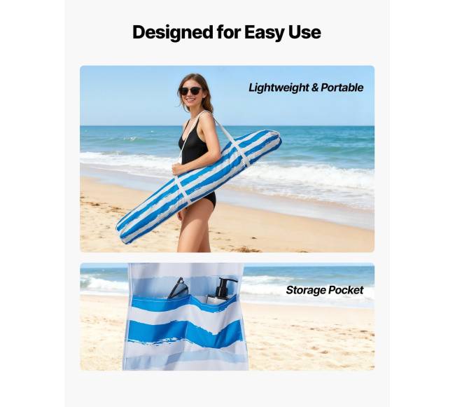 Paplūdimio pavėsinė su sienele, 183 x 183 cm5