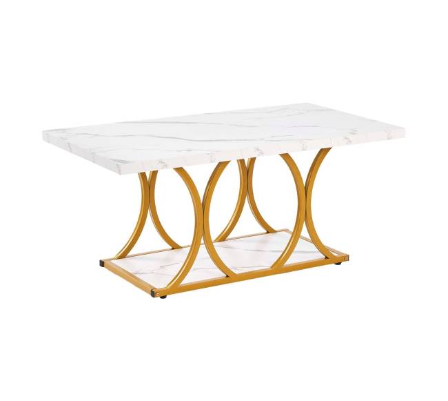 Baltas kavos stalas su marmuro imitacija0