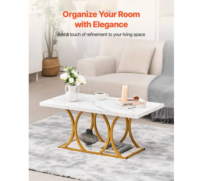 Baltas kavos stalas su marmuro imitacija1