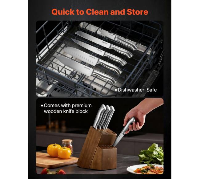 Virtuvinių peilių rinkinys su bloku ir galąstuvu5