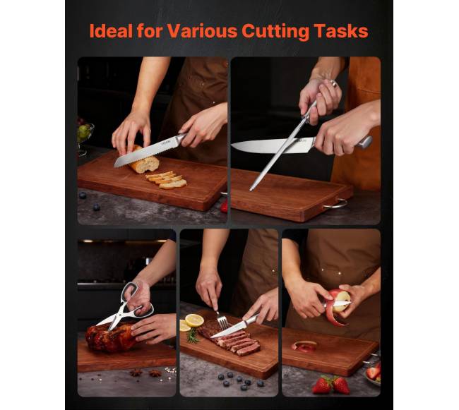 Virtuvinių peilių rinkinys su bloku ir galąstuvu6