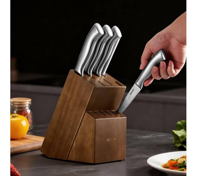 Virtuvinių peilių rinkinys su bloku ir galąstuvu7