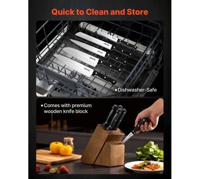 Virtuvinis peilių rinkinys su bloku ir galąstuvu5