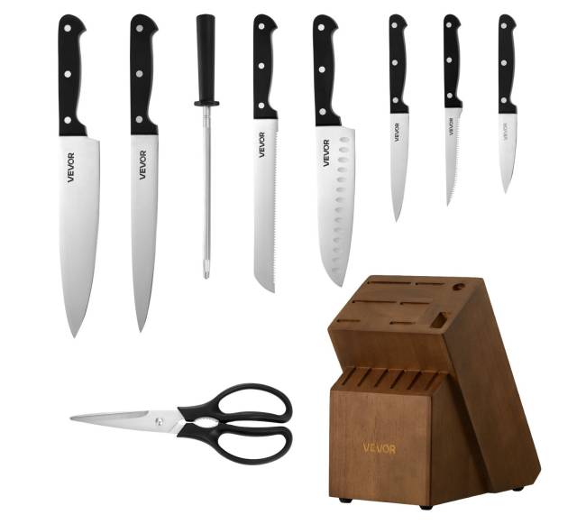 Virtuvinis peilių rinkinys su bloku ir galąstuvu8