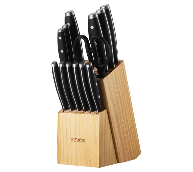Virtuvinių peilių rinkinys su bloku ir galąstuvu9