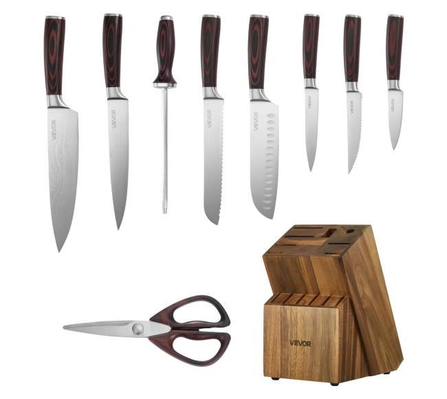 Virtuvinių peilių rinkinys su stovu ir galąstuvu8