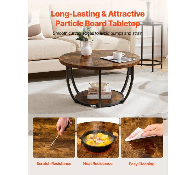 Apvalus kavos staliukas su 2 lentynomis4