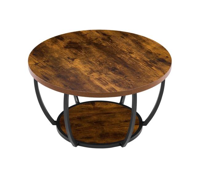 Apvalus kavos staliukas su 2 lentynomis9