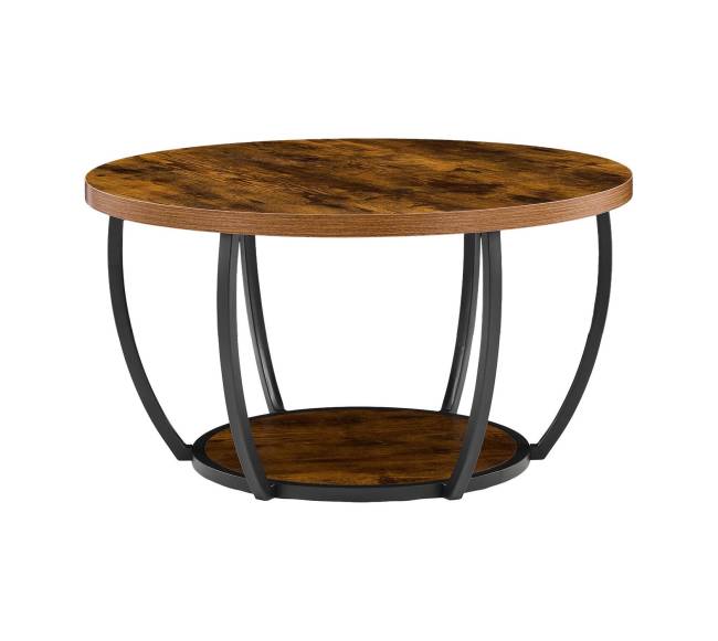 Apvalus kavos staliukas su 2 lentynomis10